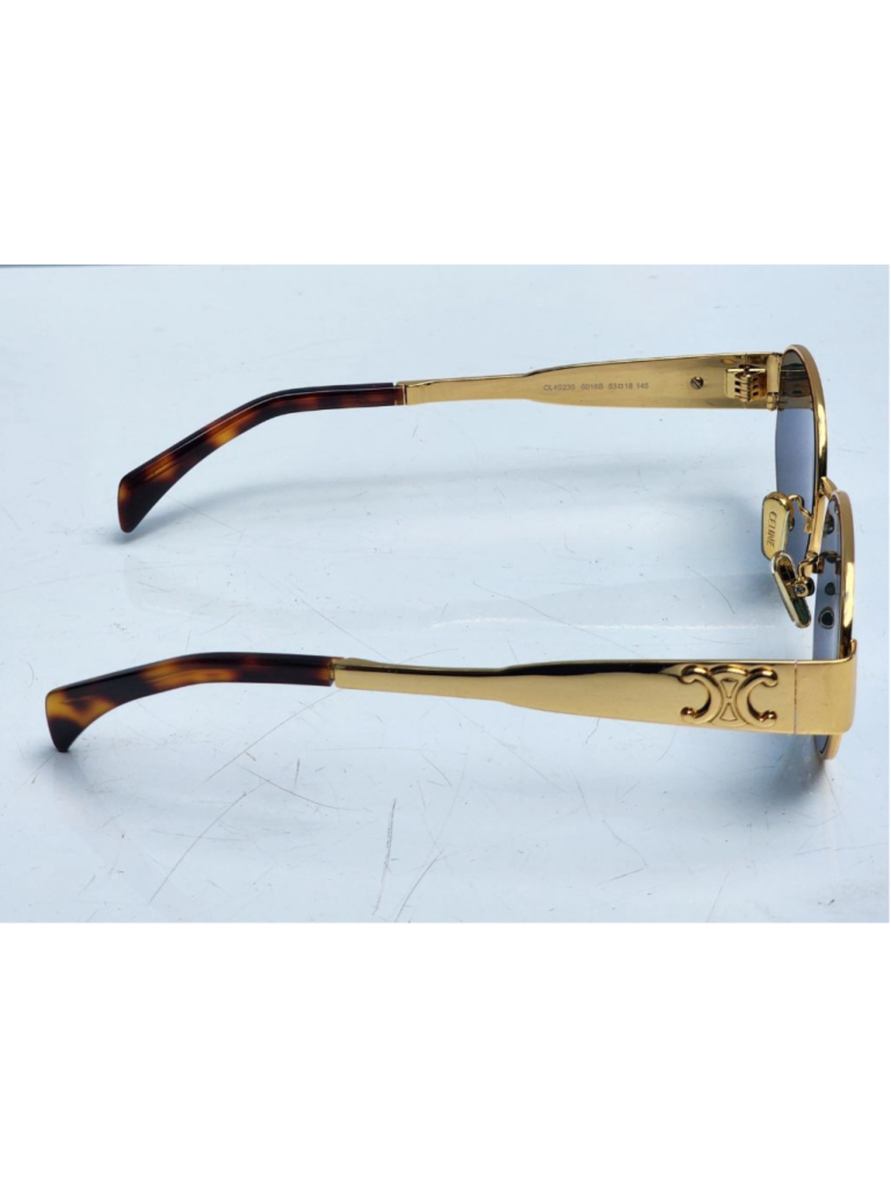 CELINE Triomphe CL4S235 Gold Metal Green Lens Oval Sunglasses 53 mm #36 - Picture 9 of 14
